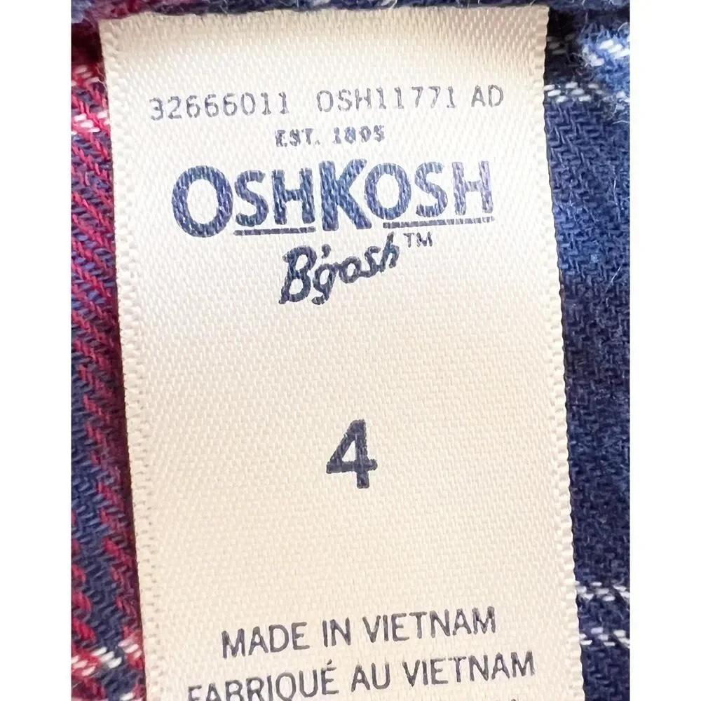 OshKosh B’Gosh Girls Toddler Kids Long Sleeve Ruffle Flannel Plaid Shirt. 4. 4T.